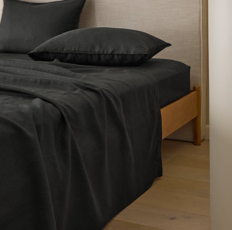 Vintage Washed Linen Liquorice Sheet Separates