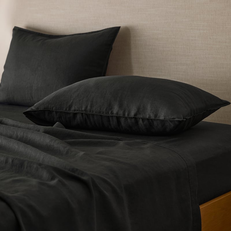 Vintage Washed Linen Liquorice Sheet Separates