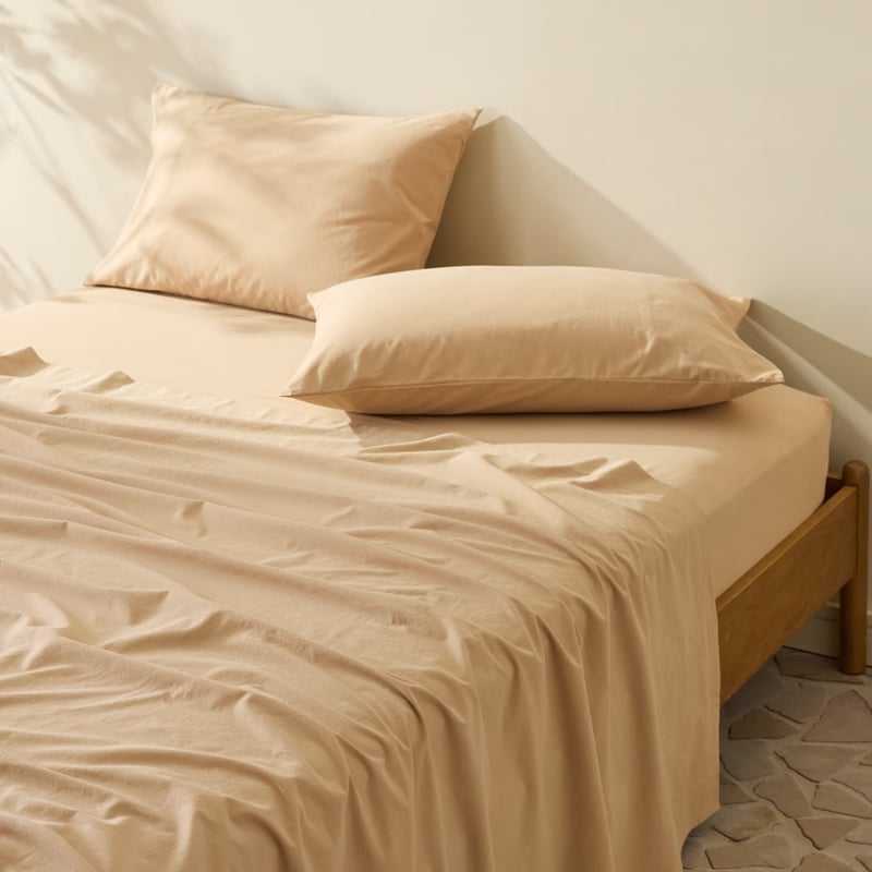 Stonewashed Cotton Sesame Sheet Separates