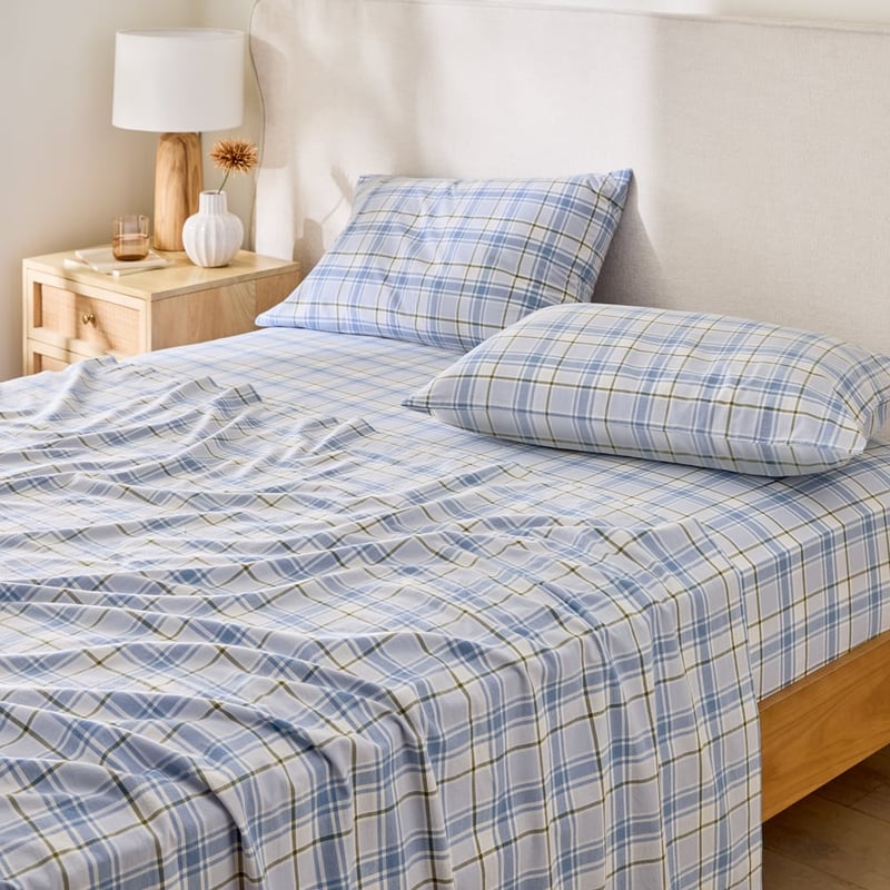 Yarn Dyed Sheet Set - Sky Blue Check Sky Blue