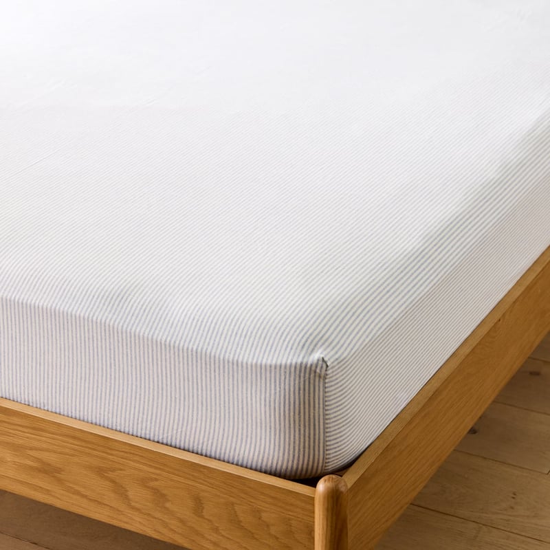 Linen Cotton Dusty Blue Stripe Sheet Set