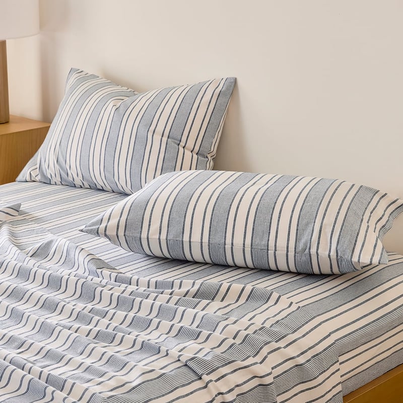Yarn Dyed Navy Stripe Sheet Set