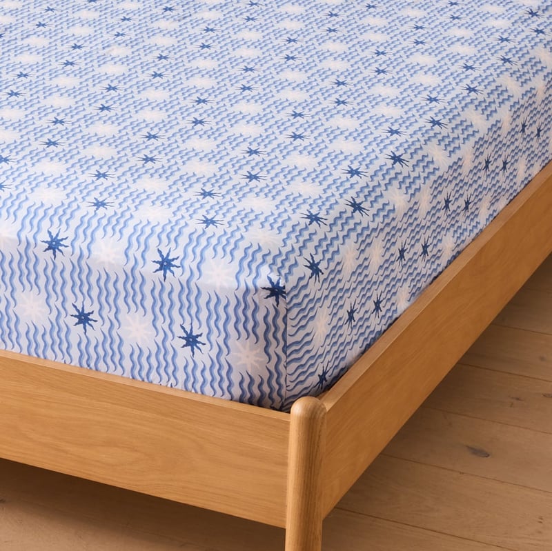 Azure Sunburst Blue Printed Sheet Set