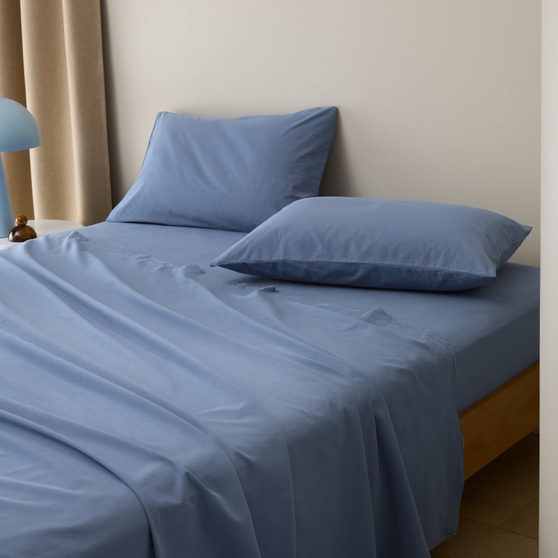 Stonewashed Cotton Bluestone Sheet Separates
