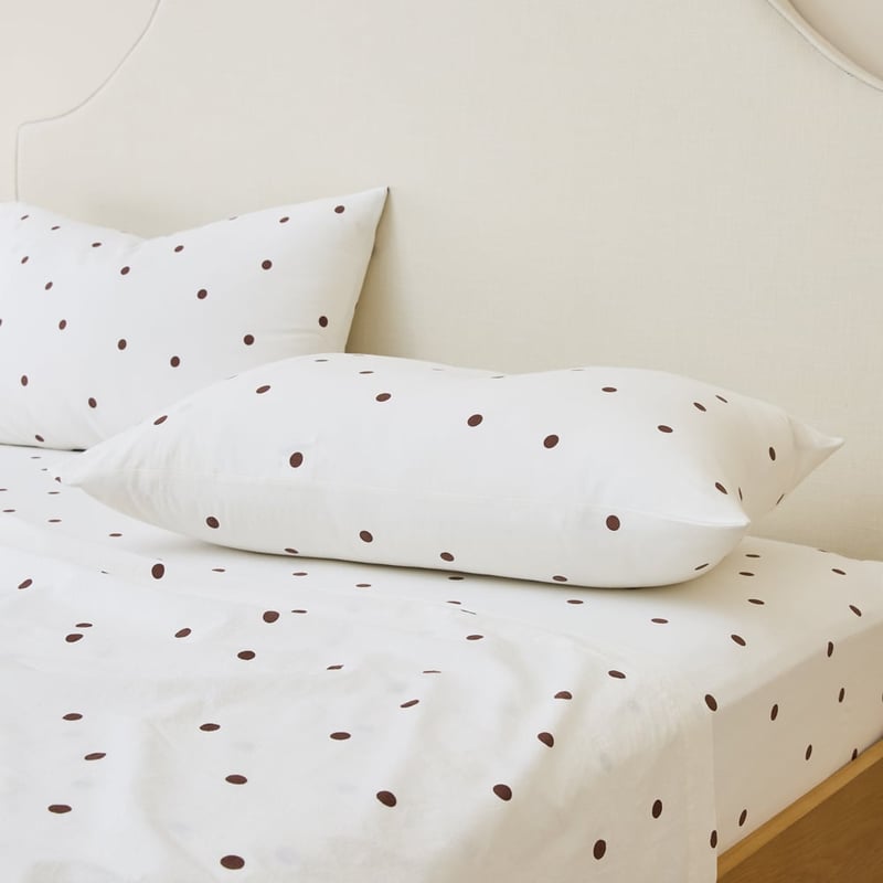 Stonewashed Cotton Chocolate & Coconut Spot Sheet Separates