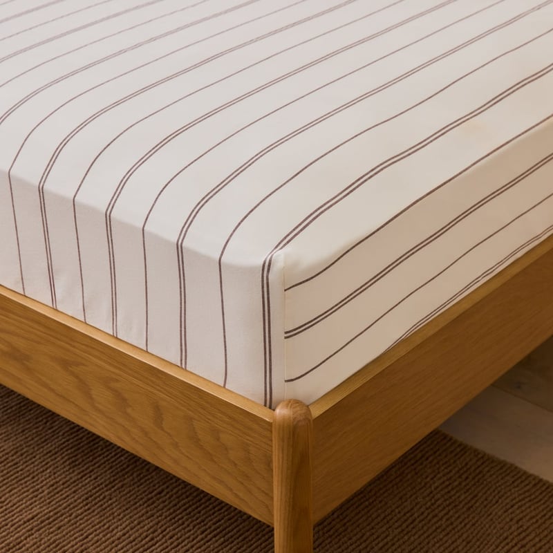 Stonewashed Cotton Chocolate & Coconut Pencil Stripe Sheet Separates