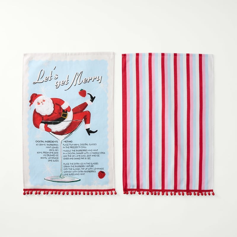 Let's Get Merry Tea Towel Pack of 2