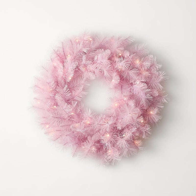 Whimsical Pink Pine Large LED Wreath