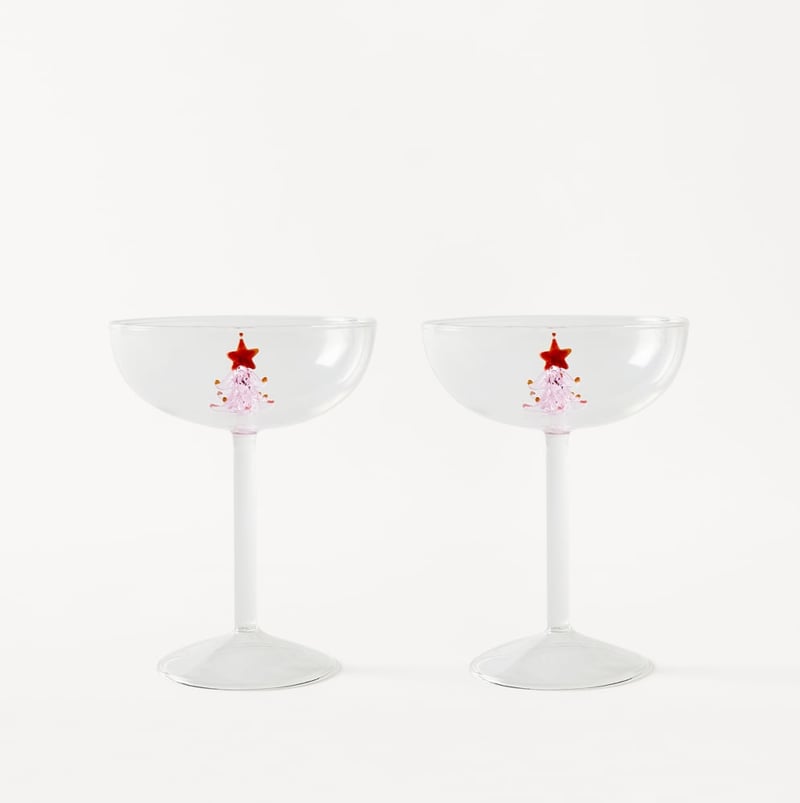 Christmas Pink Tree Coupe Glass Pack of 2