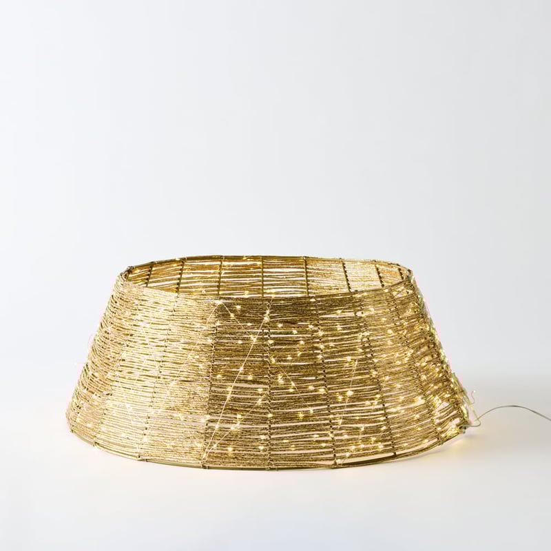 Sparkling Gold Tree Skirt with LED Lights
