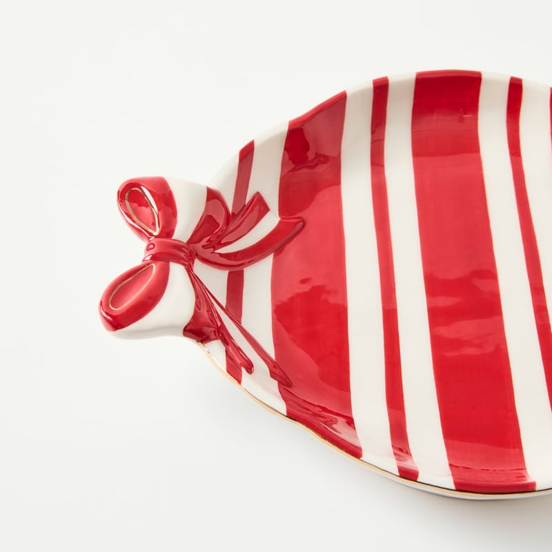 Festive Bow Red & White Small Plate