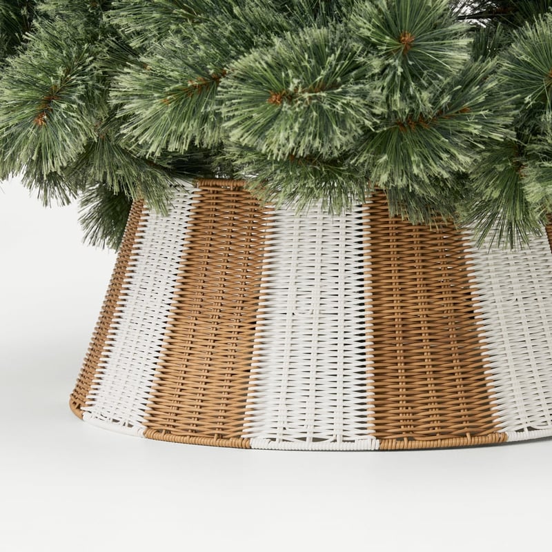 Festive Natural & White Stripe Tree Skirt