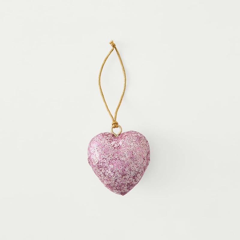 Red, Pink & Gold Sugar Bead Heart Decorations Set of 18