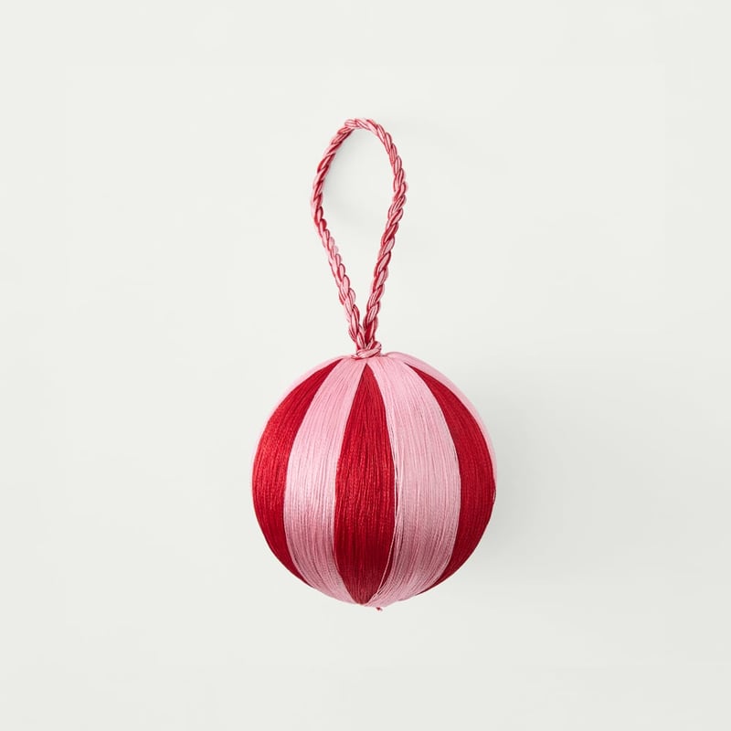 Thread Stripe Pink & Red Bauble Set Of 4