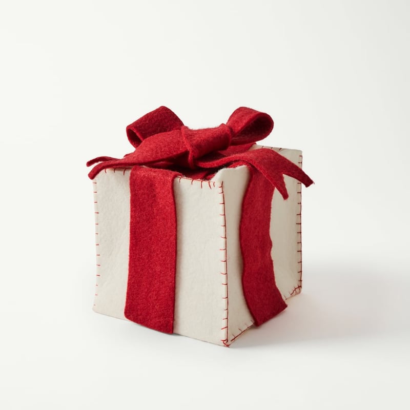 Red & White Large Felt Gift Box with LED Lights