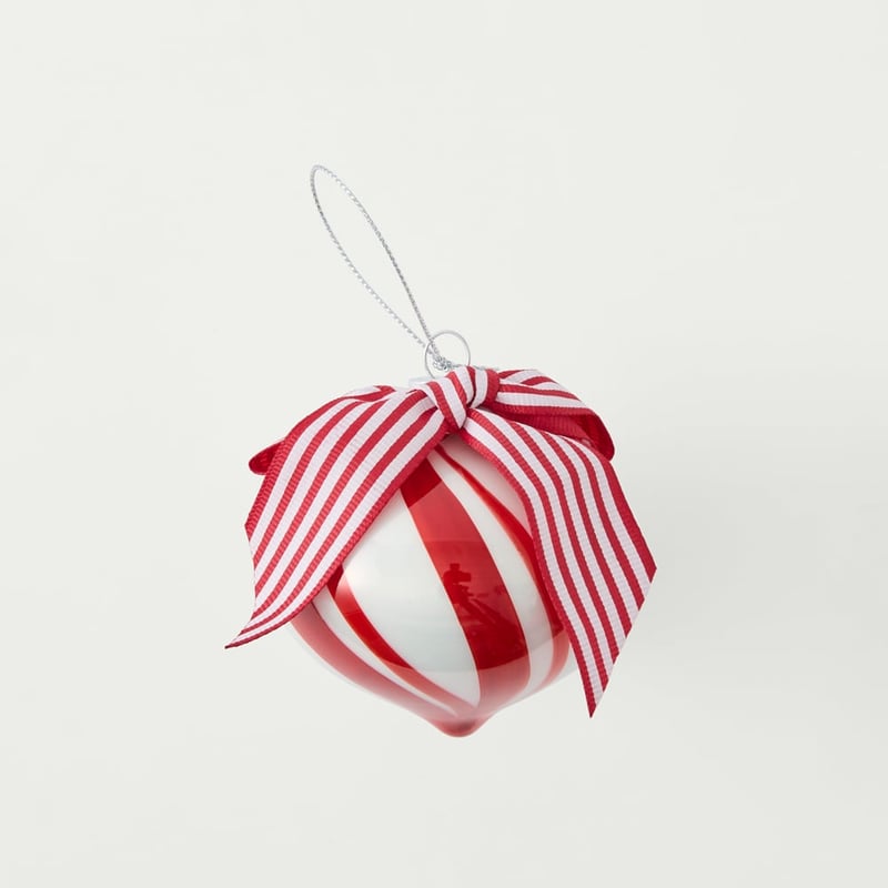 Vintage Glass Red & White Candy Cane Ornament Set of 3