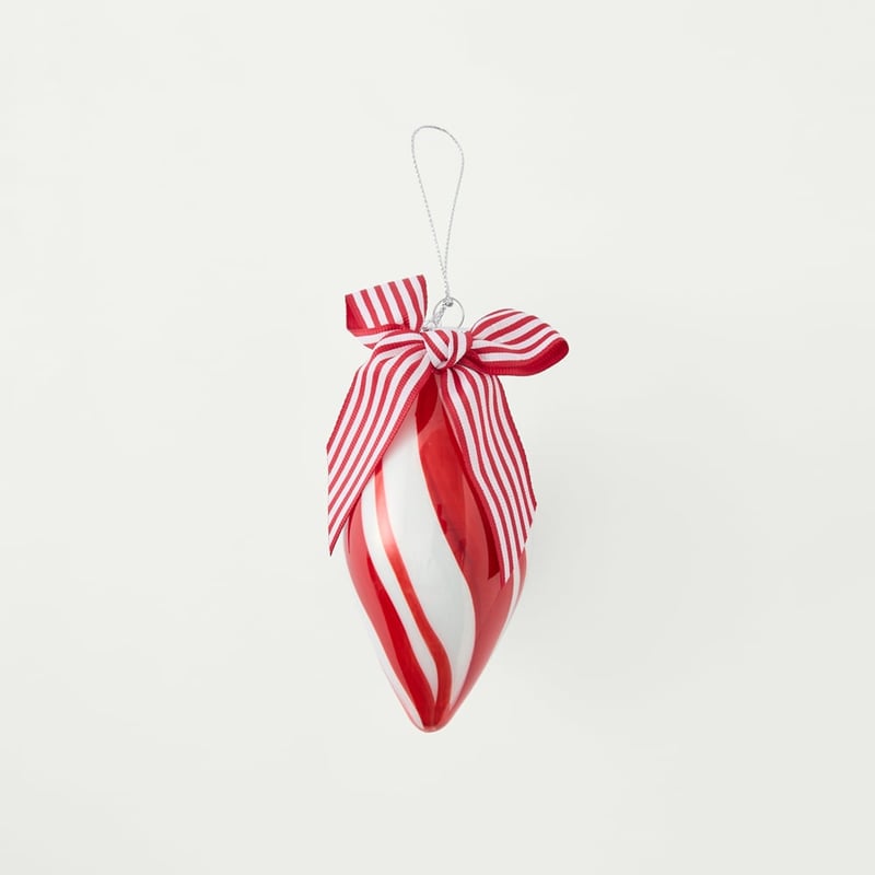 Vintage Glass Red & White Candy Cane Ornament Set of 3