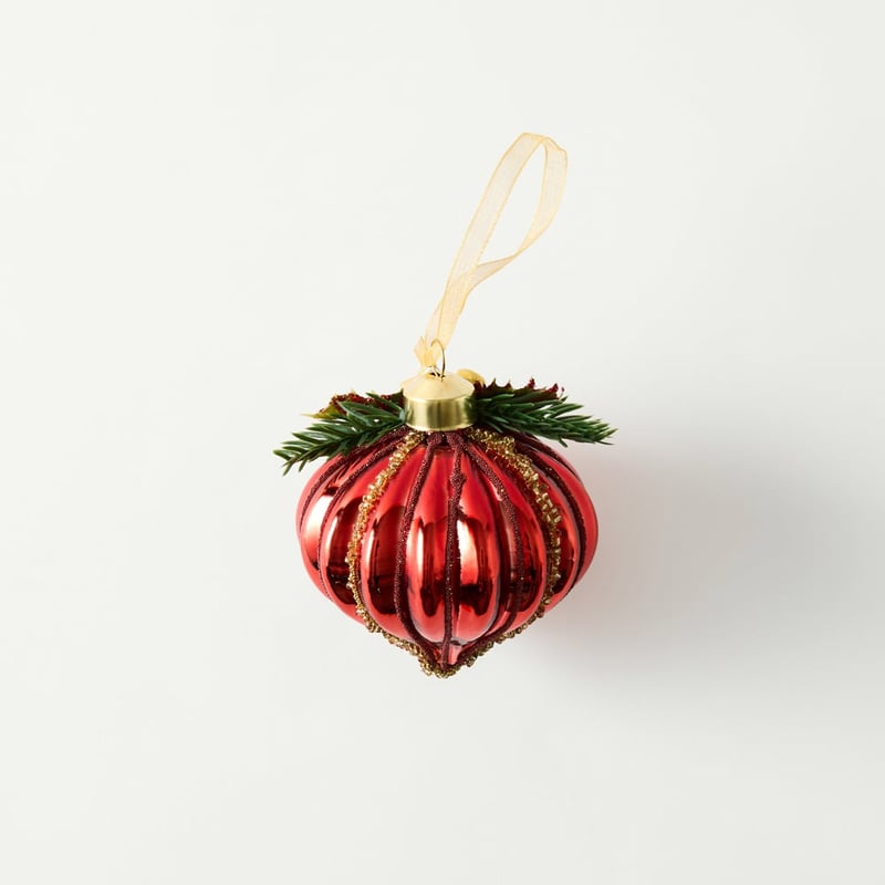 Vintage Glass Red Holly Drop Ornament