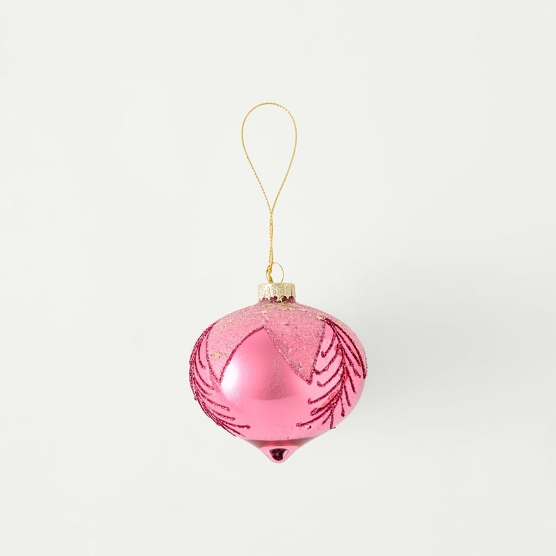 Vintage Glass Pink Party Round Drop Ornament
