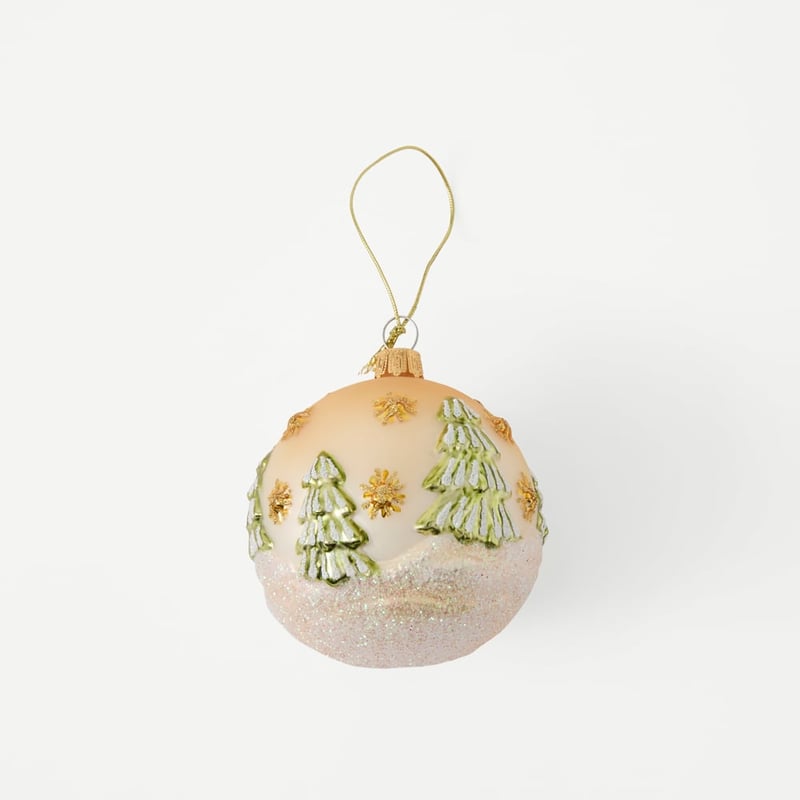 Vintage Glass Gold Santa & Teddy Ornament