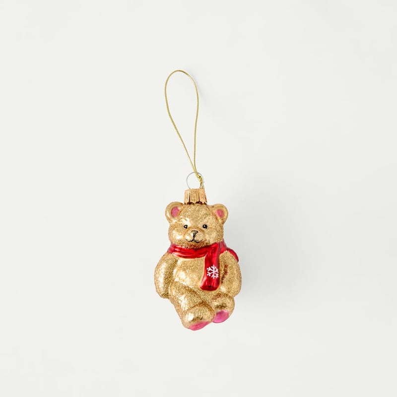 Vintage Glass Gold Teddy Ornament