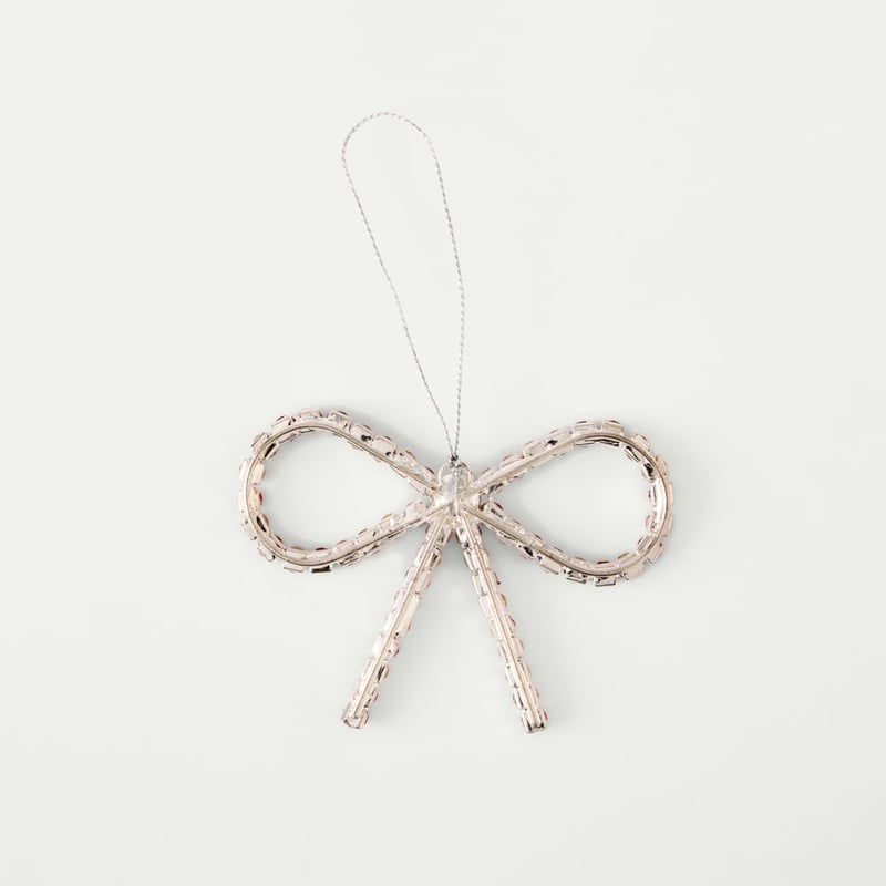 Crystal Jewel Red & Silver Bow Decoration