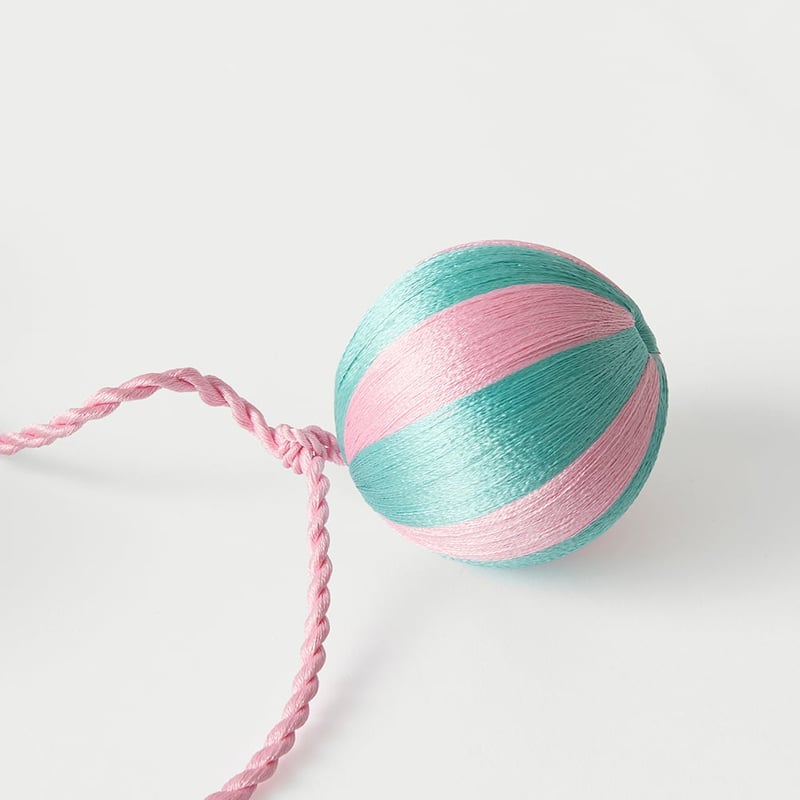 Pink & Mint Thread Stripe Ball Garland