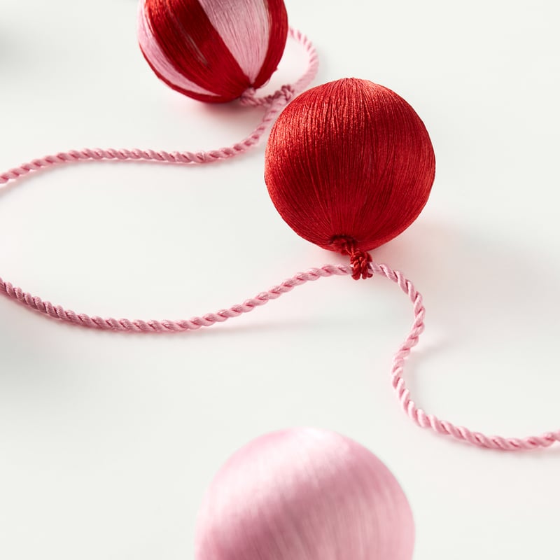 Red & Pink Thread Stripe Ball Garland