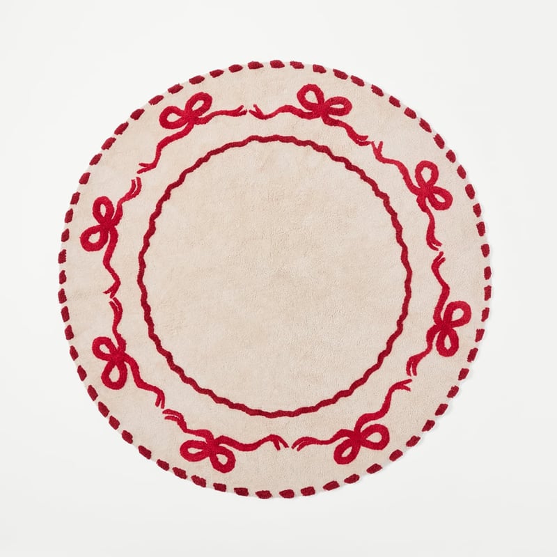 Bow Red & Natural Round Rug