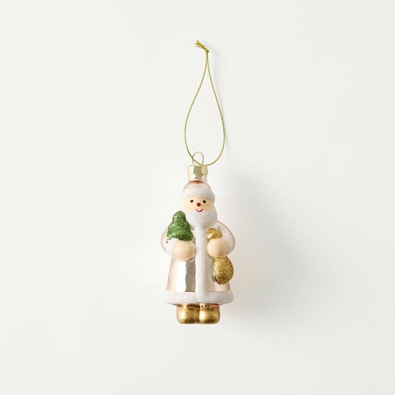 Antique Glass Gold Santa Decoration