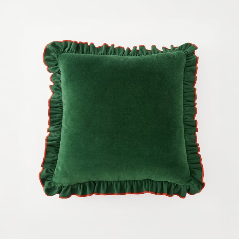 Festive 12 Days of Christmas Green Frill Cushion