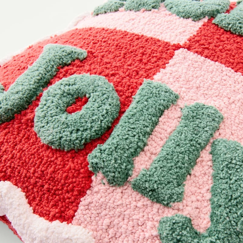 Festive Holly Jolly Text Cushion