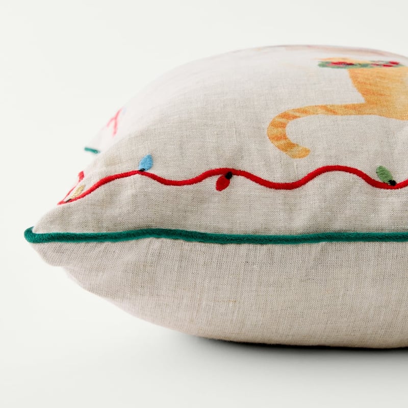 Festive Cats Linen Cushion