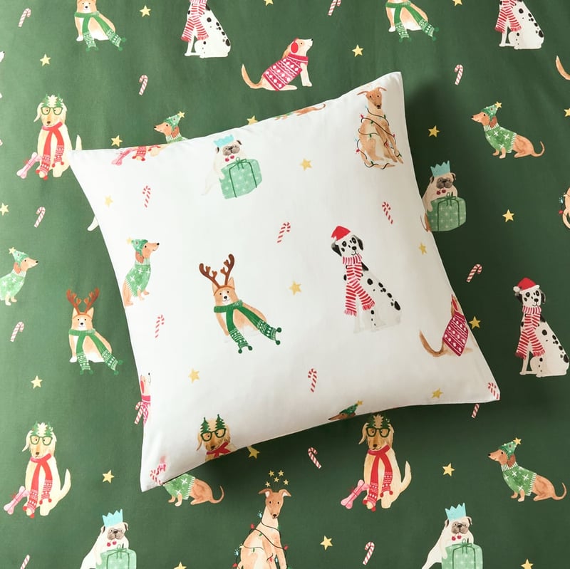 Christmas Dogs Green Quilt Cover Set