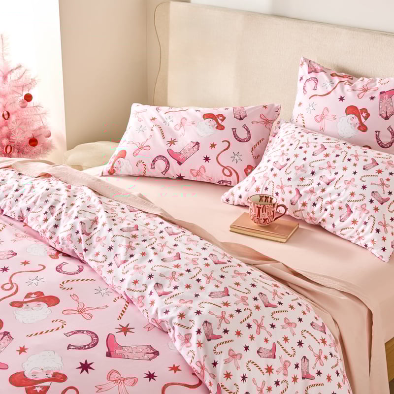 Sweet Dreams Christmas Cowgirl Pink Quilt Cover Set + Separates