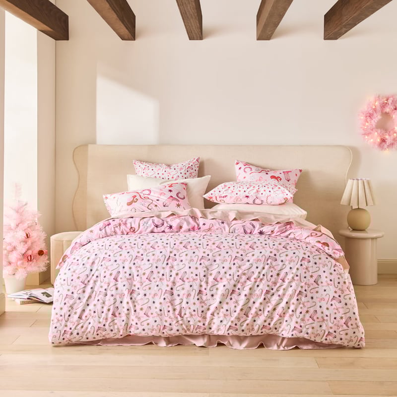 Sweet Dreams Christmas Cowgirl Pink Quilt Cover Set + Separates