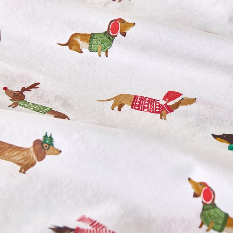 Christmas Dachshund White Sheet Set
