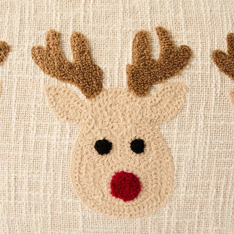 Natural Reindeer Festive Cushion