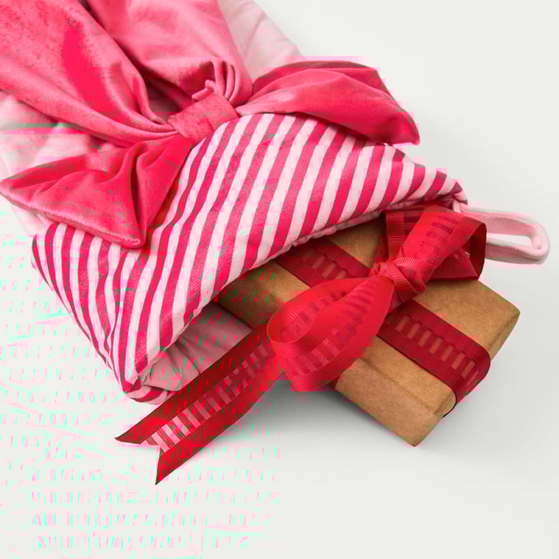 Pink Velvet Bow Stocking