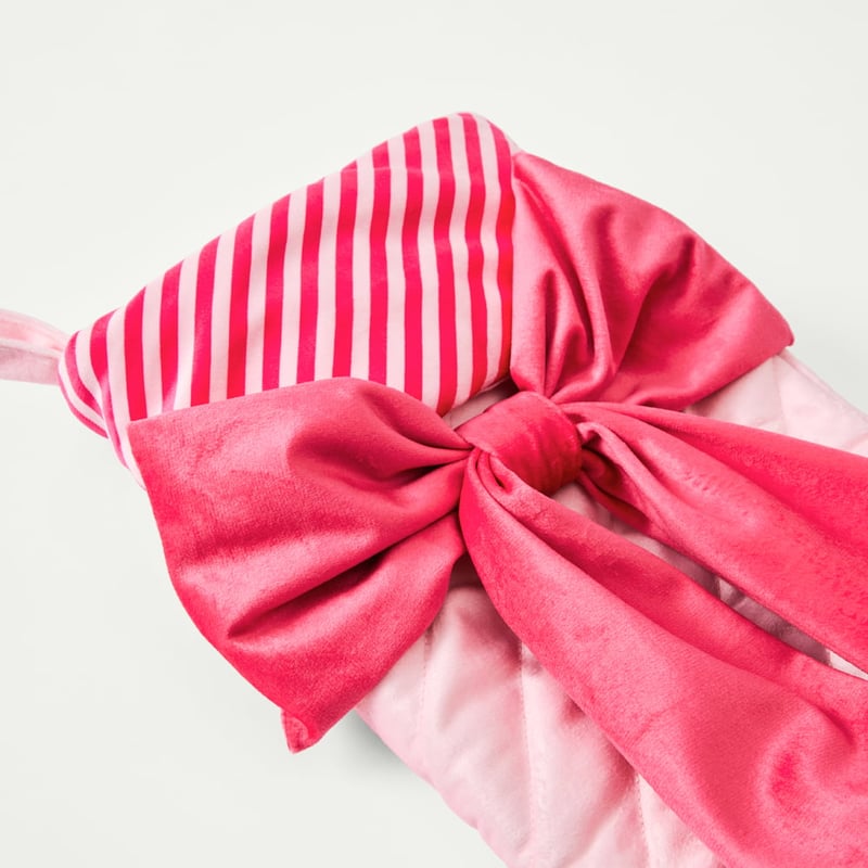 Pink Velvet Bow Stocking