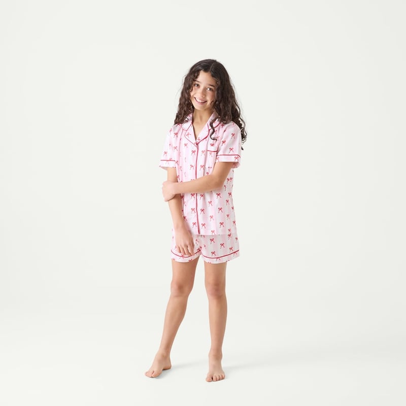 Kid's Bows Pink Short Pyjama Set