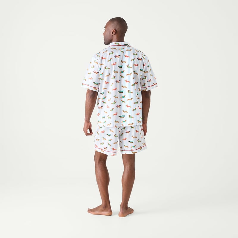 Men's Christmas Dachshund Blue Short Pyjama Set