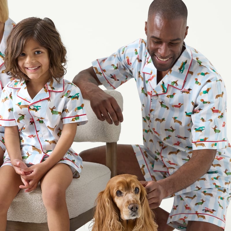 Men's Christmas Dachshund Blue Short Pyjama Set