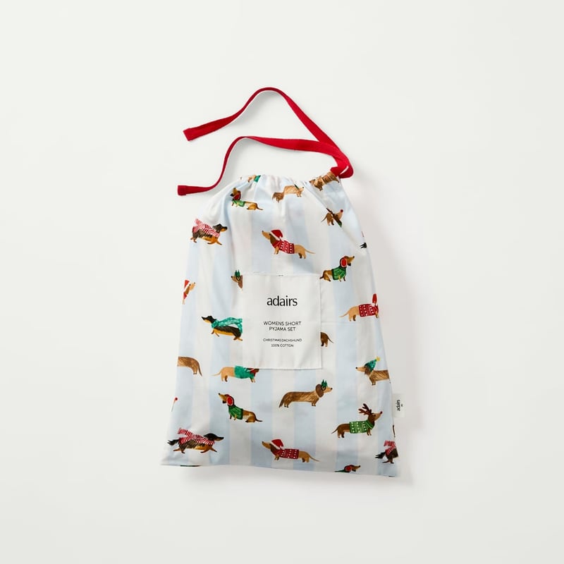 Women's Christmas Dachshund Blue Short Pyjama Set