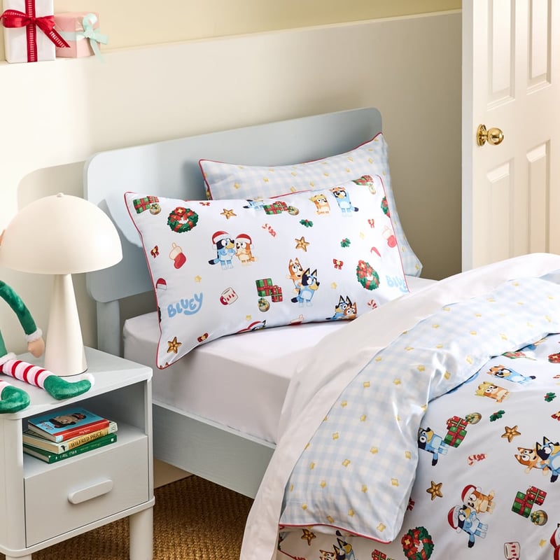 Bluey Christmas Blue Quilt Cover Set
