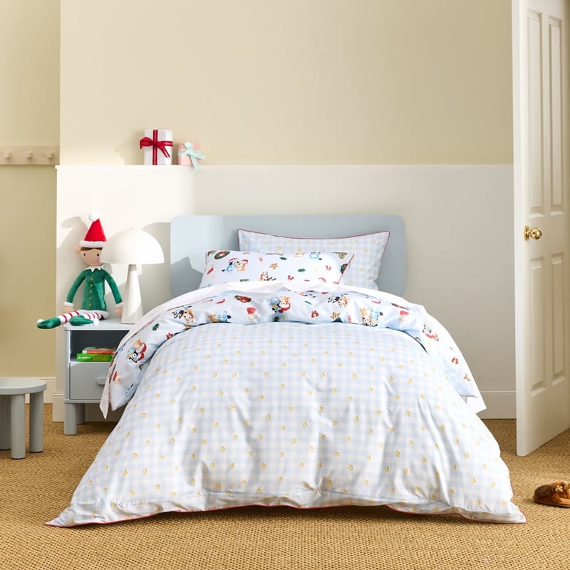 Bluey Christmas Blue Quilt Cover Set