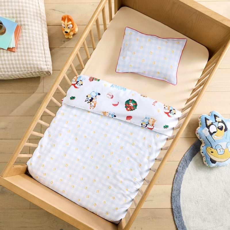 Bluey Christmas Blue Cot Quilt Cover Set