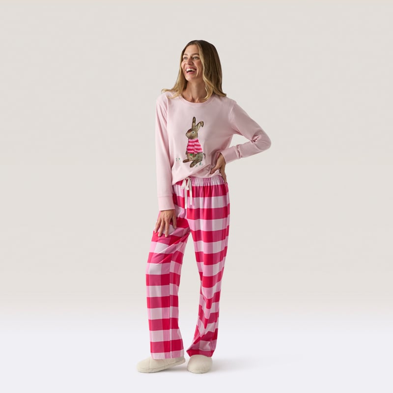 Womens Easter Binky Pink Long Pyjama Set