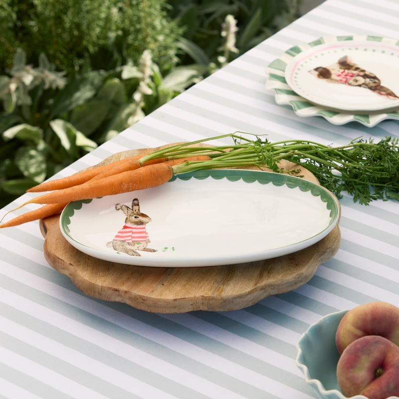 Bunny Friends Green Oval Platter