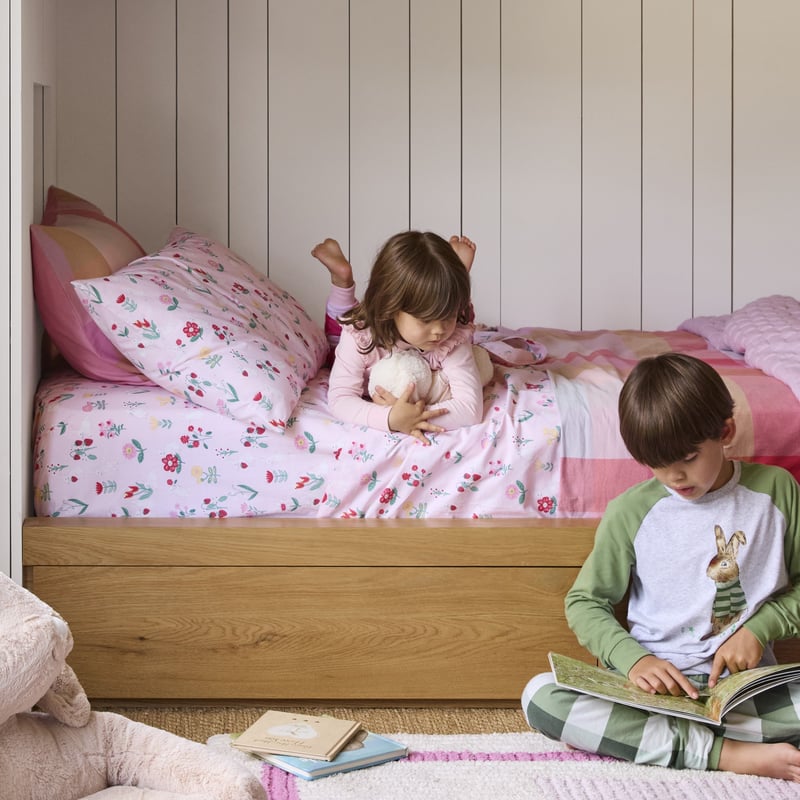 Bunny Floral Pale Pink Sheet Set